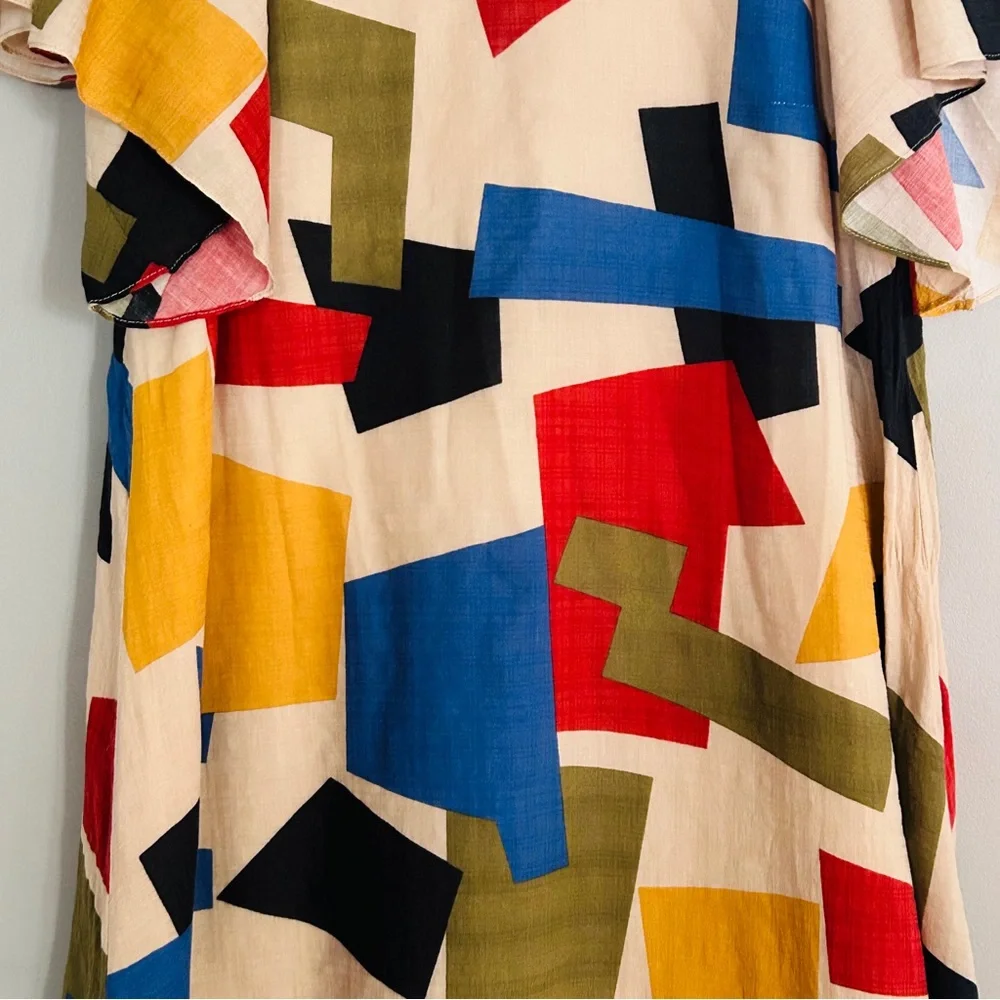 Ursa Minor Studio Piet Multicolor Geometric Print Midi Dress Size Medium - Picture 3 of 8